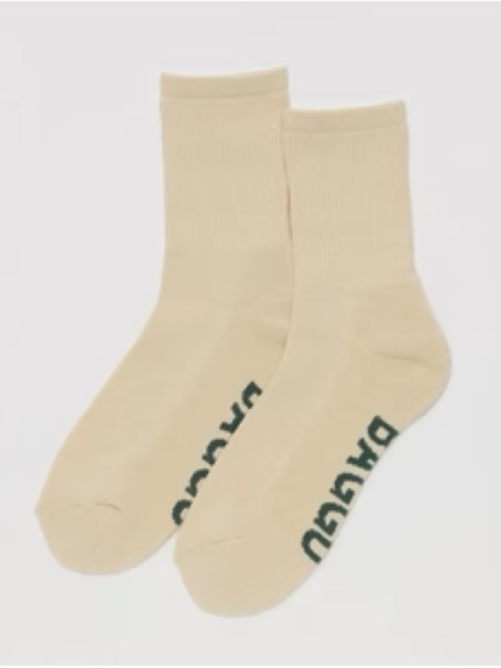 BAGGU Cream Crew Socks with Contrast Logo